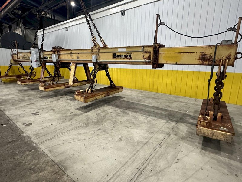 53 TON (107,500 LBS) BUSHMAN MODEL #MT420 TELESCOPING MAGNETIC SPREADER LIFTING BEAM  W/ OHIO MAGNETICS DIESEL GENERATOR: STOCK #20420
