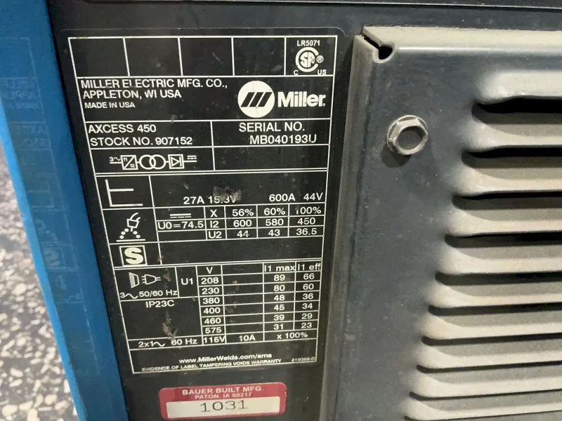 Miller  600 A Welder  - Axcess 450
