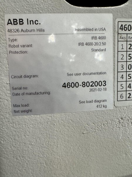 2021 ABB MODEL #IRB 4600 ROBOT WELDING SYSTEM WITH PRESTON EASTIN WELDING FIXTURE: STOCK 21175