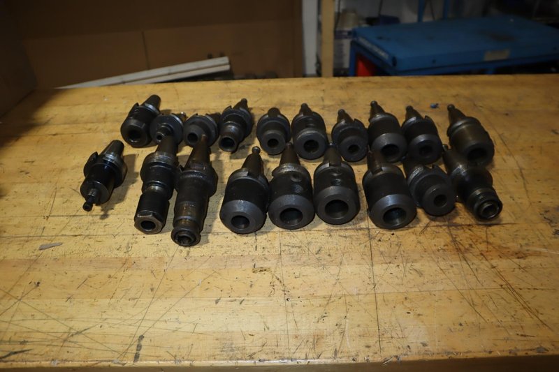 LARGE Assortment Of BT40 Toolholders; Ridged Endmill, Shell Mill, Collet - Auction Item