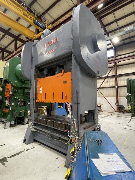 400 ton Bliss SC2-400-84-48 Used Straight Side Double Crank Mechanical Metal Stamping Press, Year 1986