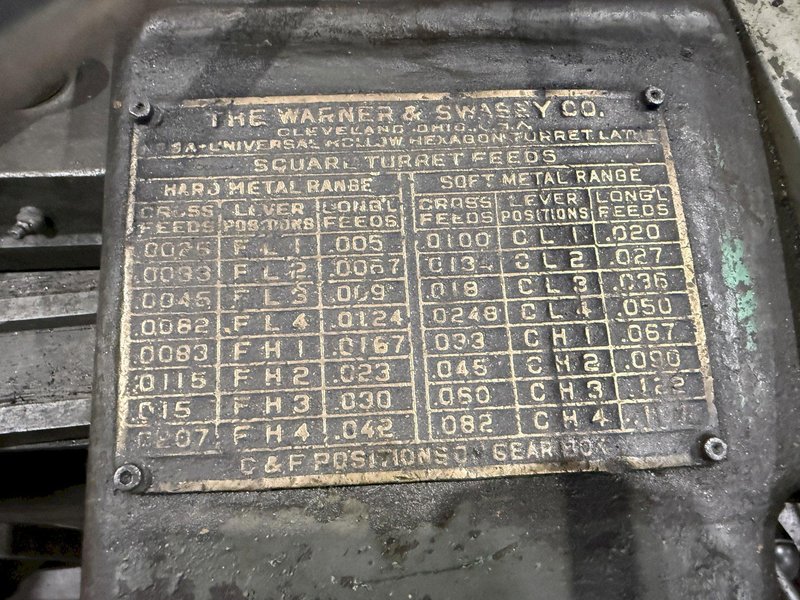 3A WARNER &amp; SWASEY MODEL #3A-3500 SQUARE HAED SADDLE TYPE TURRET LATHE: YOBRO #25770