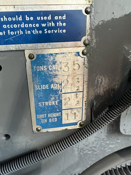 35 TON BLISS C-35 OBI PRESS. STOCK # 0327926