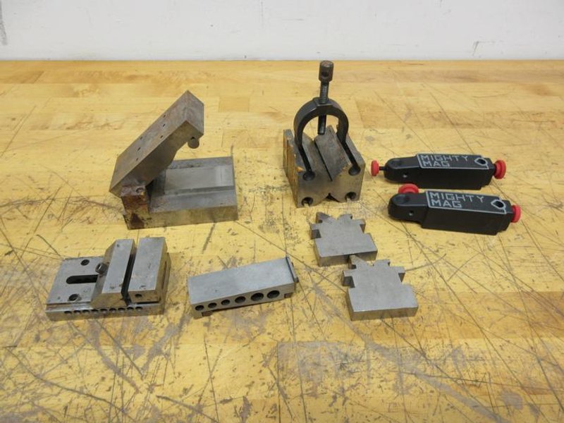Adjustable 4" x 2" Sine Plate, 2" Tool Maker Vise, 1" x 3" Sine Bar, Vee-Blocks, All Shop Made with 2 Mighty Mag Bases- Auction Item