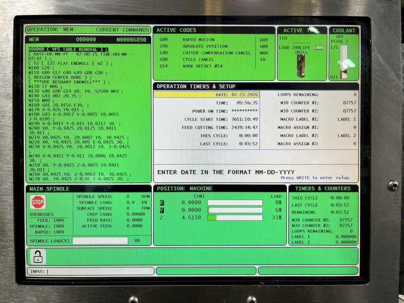 Haas VF-5/40XT VMC, 2012 – TSC, Probe, 24 ATC