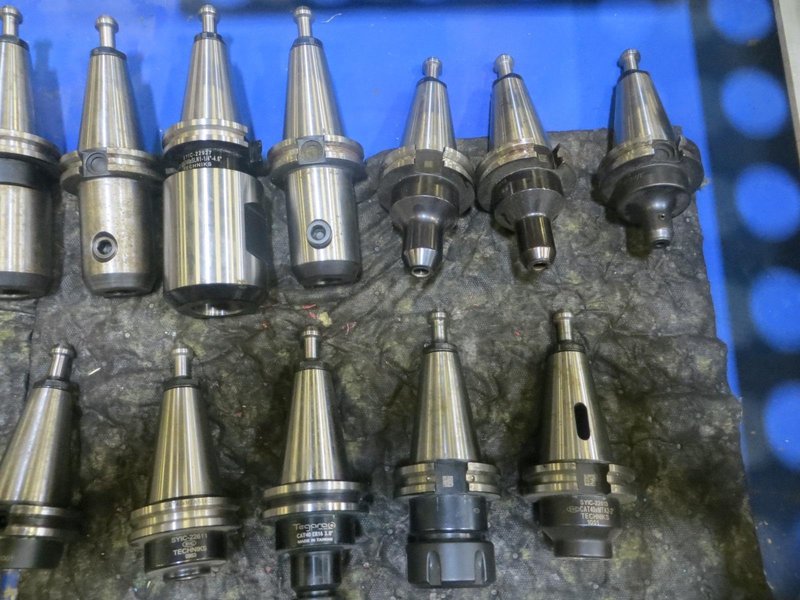 Cat 40 Taper Tool Holders (22) Including ER32, E16 Tool Holders, End Mills, and More- Auction Item