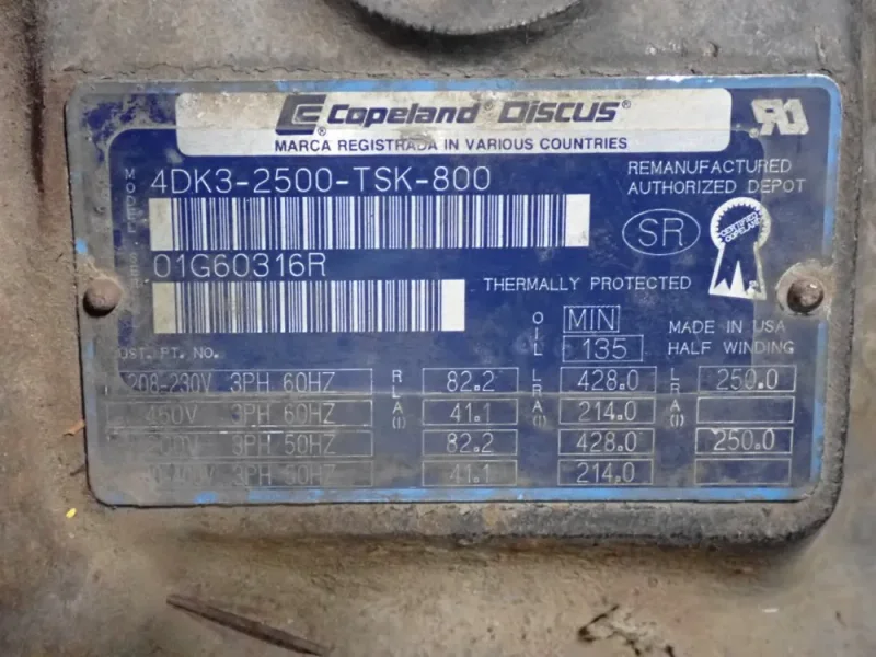 COPELAND REFRIGERATION COMPRESSOR  -  4DK3-2500-TSK-800