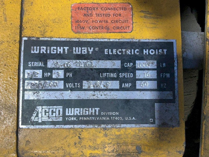ACCO WRIGHT 1000 LBS HOIST