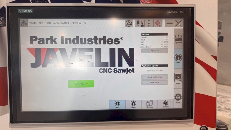 PARK INDUSTRIES JAVELIN CNC SAWJET 2024 DUAL TABLE