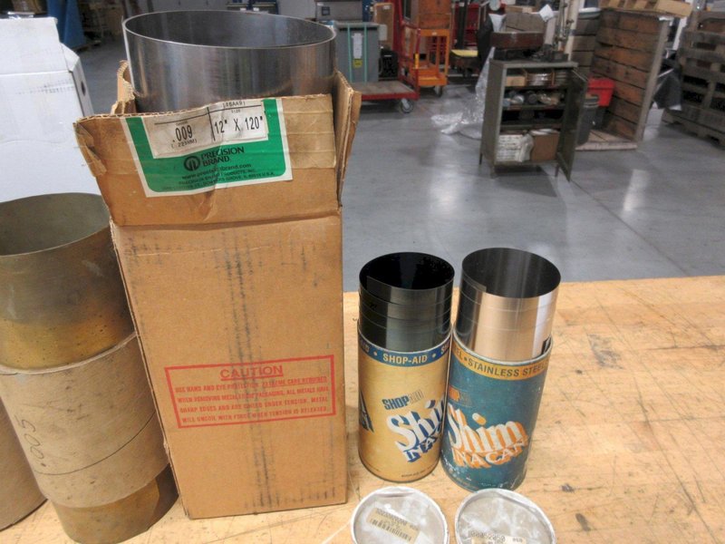 Shim Stock Rolls, Brass 12" x .005 &amp; .010", Stainless 12" x .009" &amp; 6" x .005", Blue Tempered 6" x .010"- Auction Item