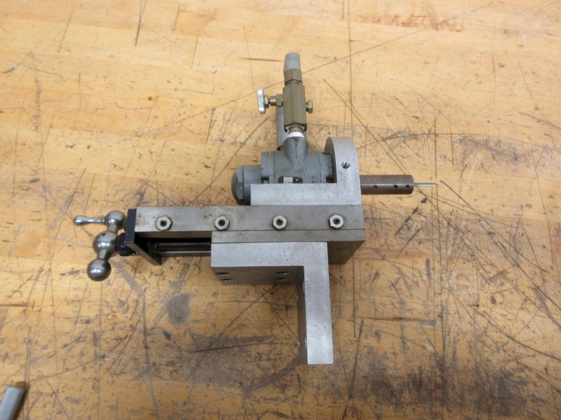 Gast Air Driven Spindle Mounted on 2" Travel Cross Slide, and  Small 1.75" Wide Self Centering Vise- Auction Item