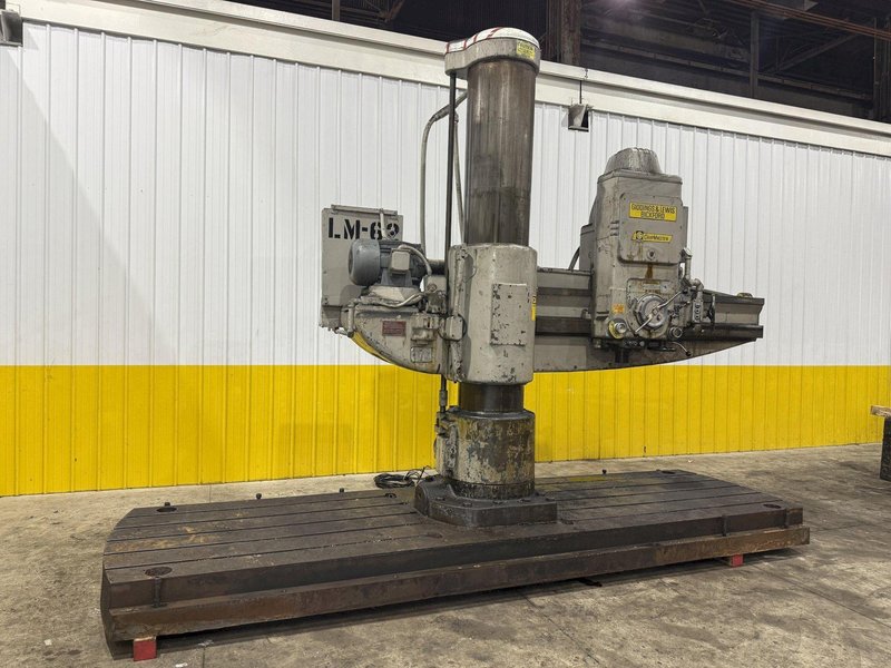 8&#039; ARM x 19&quot; GIDDINGS &amp; LEWIS MODEL #956-CHIPMASTER RADIAL ARM DRILL ON 360° T-SLOTTED BASE: STOCK #23546