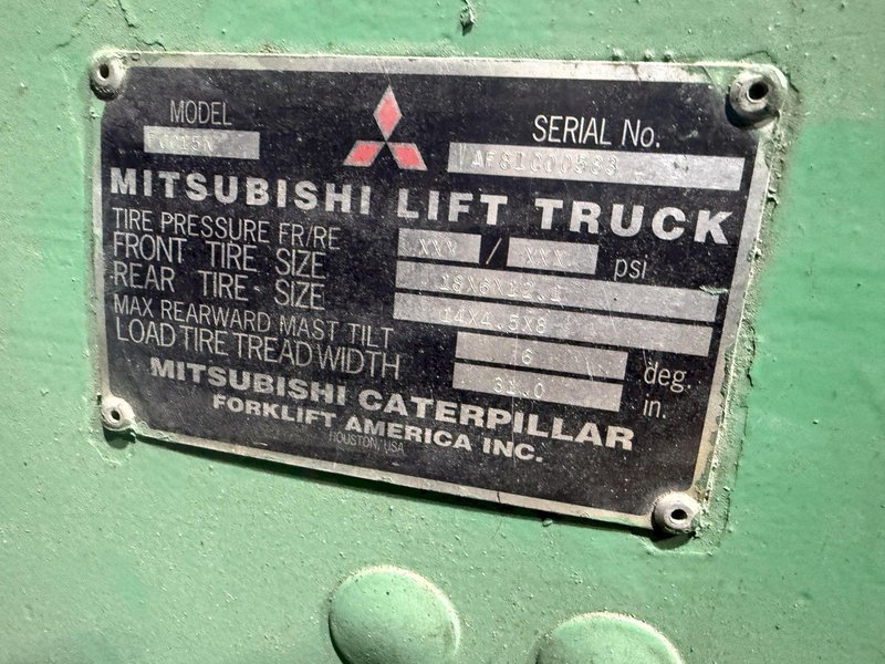 3000 LB MITSUBISHI MODEL #FGC15K 3-STAGE LP FORKLIFT: YOBRO #24166