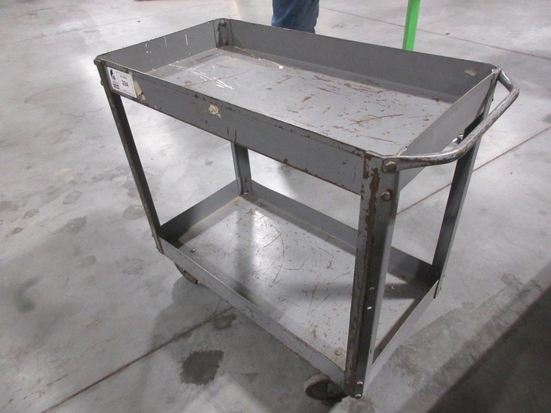 Steel Shop Cart, Rolling 2 Shelves- Auction Item
