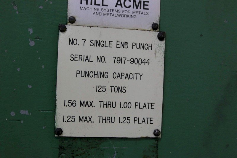 125 TON HILL ACME NO #7 HYDRAULIC PUNCH: STOCK #69485