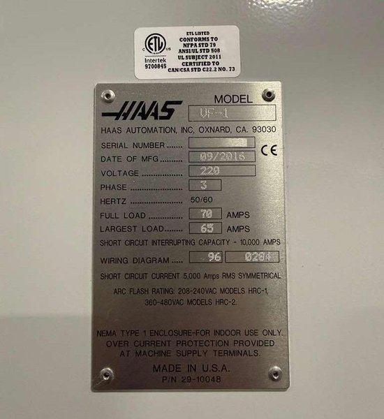 Haas VF-1 CNC Vertical Machining Center – 2016 Mill