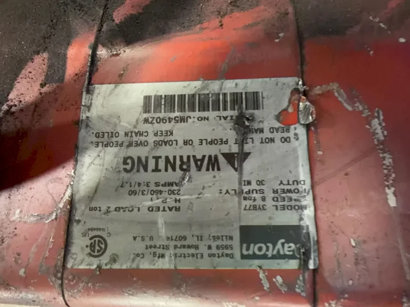 DAYTON 2 TON ELECTRIC HOIST   -  3YB77