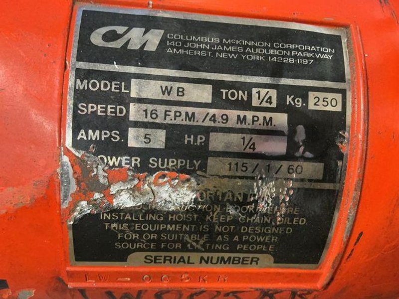 CM 1/4 TON ELECTRIC CHAIN HOIST   -  WB