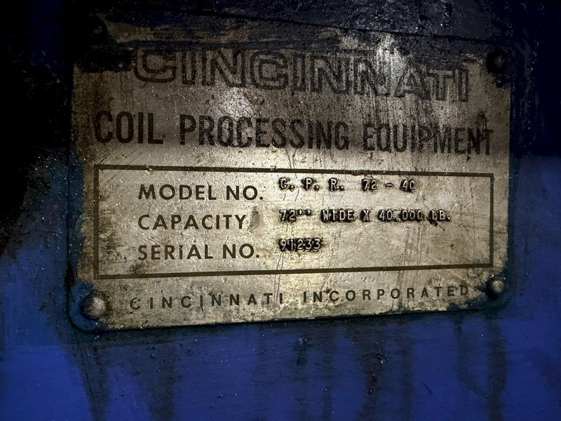 40,000 LB X 60" X .250" CINCINATI ROWE NIAGARA CUT THE LENGTH LINE: YOBRO #25987