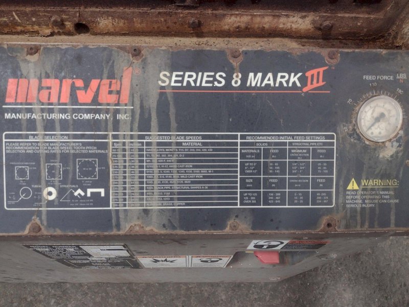 18&quot; X 22&quot; MARVEL SERIES 8-MARK III VERTICAL 60 DEGREE BAND SAW, NEW 2012 STOCK #3043