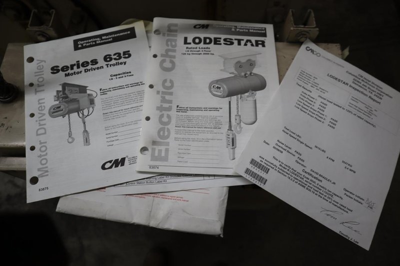 Handling Systems 2 Ton Swiveling Jib Crane, Floor Mounted with CM Lodestar 2 Ton Electric Chain Hoist, Electric Trolley- Auction Item