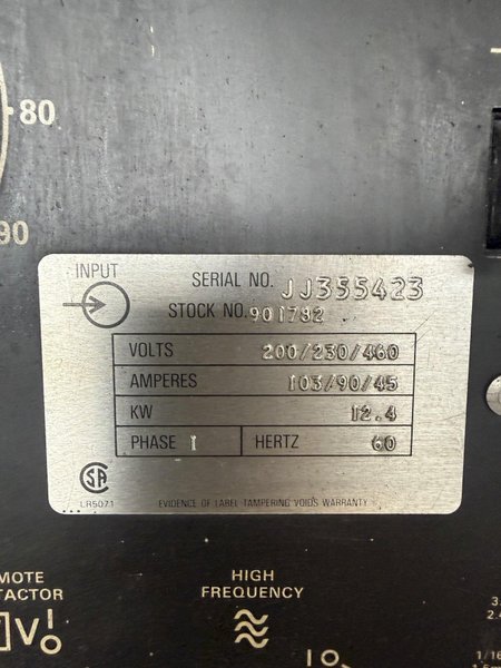 MILLER DIALARC HF CONSTANT CURRENT AC/DC ARC WELDING POWER SOURCE. STOCK # 0430326