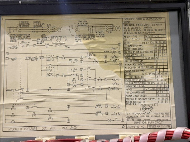 84" X 48" X 48" JV MFG MODEL #DXR-84 CRAM-A-LOT VERTICAL HYDRAULIC CARDBOARD BALER: YOBRO #24667