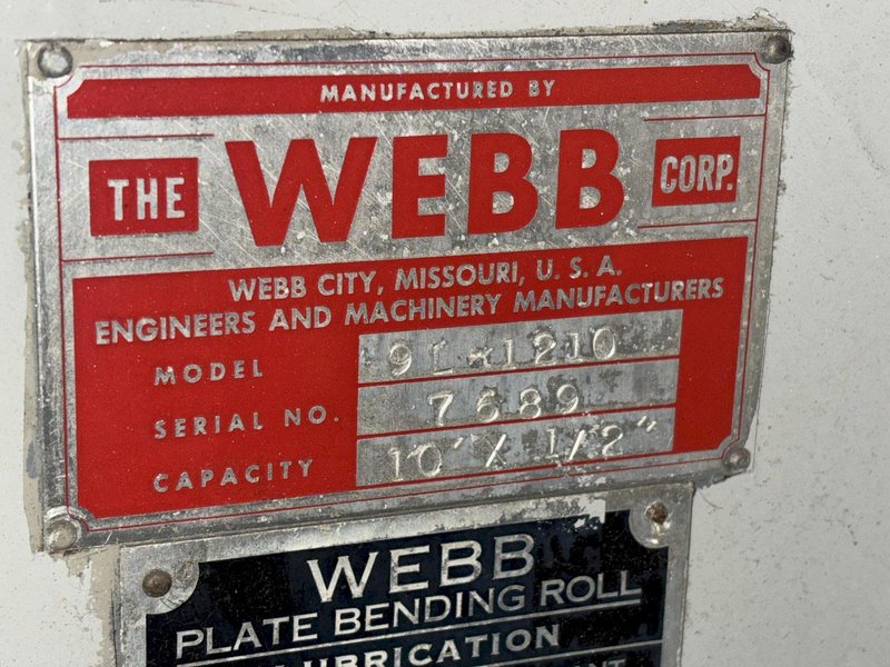 10&#039; X 1/2&quot; WEBB MODEL #9L-1210 3 ROLL INITIAL PINCH PLATE ROLL: STOCK #22525
