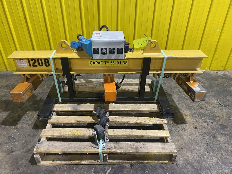 5610 LB ERIEZ MAGNETICS CRANE LIFTING MAGNET ON SPREADER BAR STOCK 16097