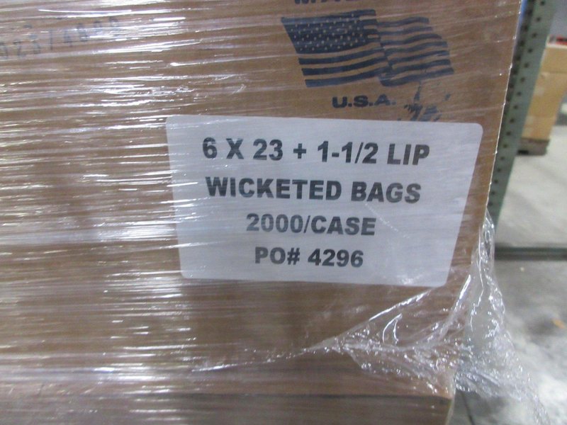 Pallet of 6x23x1.5" Lip Wicketed Bags, Approx 30 Cases, 2000 Bags Per Case- Auction Item
