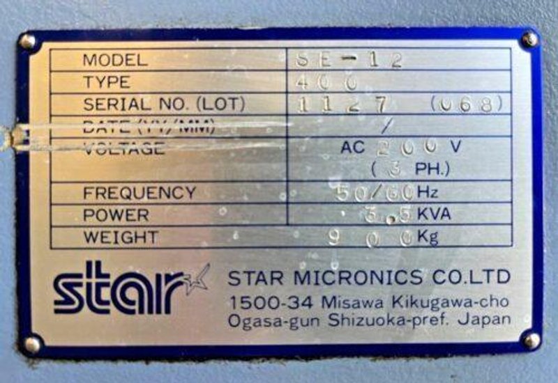 Star SE-12 CNC Swiss Screw Turning Lathe