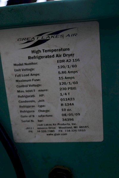 GREAT LAKES AIR DRYER MODEL EDR-A2-116: STOCK #72825