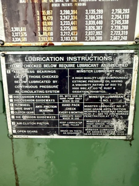 100 TON MINSTER P2-100-48 PIECE MAKER STRAIGHT SIDE HIGH SPEED PRESS: YOBRO #23917