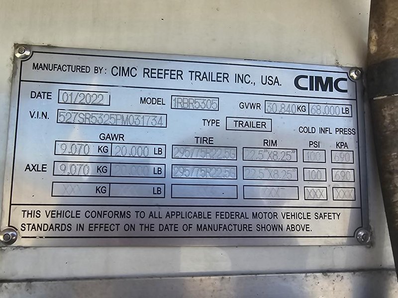 2023 CIMC Reefer 527SR5325PM031734
