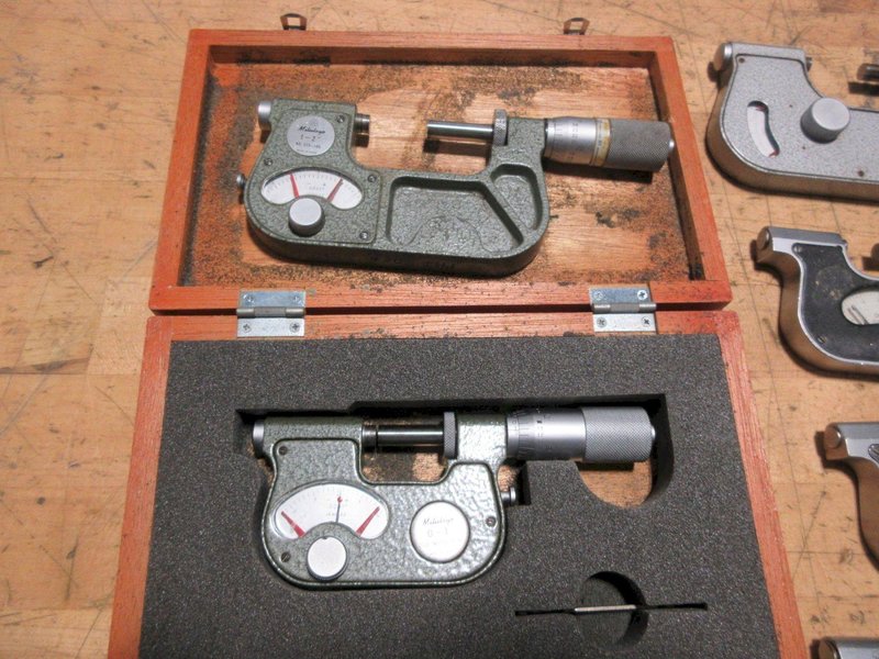 Pressure Micrometers, 0-1" &amp; 1-2", (1) Mahr Bench Micrometer with Millimess Indicator, Other Assorted Brands, Mitutoyo, Scherr Tumico- Auction Item