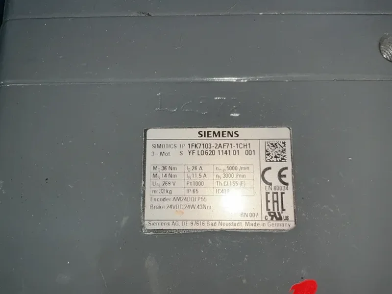 Siemens  Simotics Ac Servo Motor  - 1fk7103-2af71-1ch1