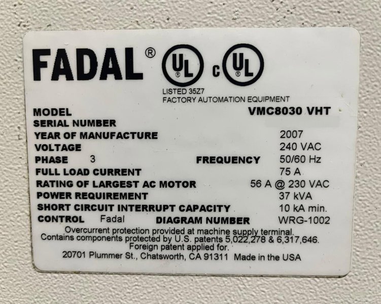 Fadal VMC8030 VHT CNC Vertical Machining Center – 4th Axis Ready Mill