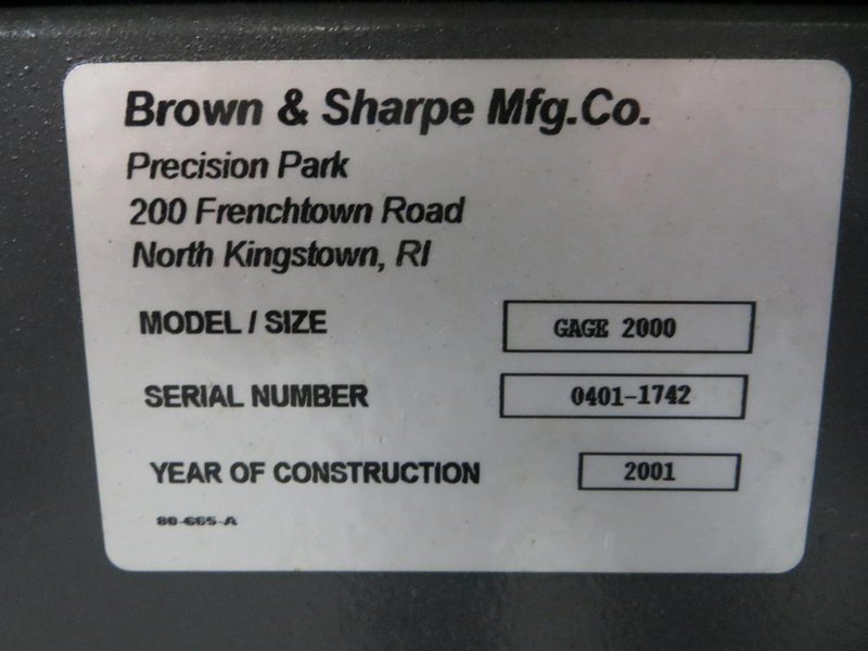 Brown &amp; Sharp Gage 2000 Coordinate Measuring Machine- Auction Item