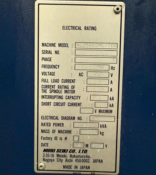 Mori Seiki NL2500SMC/700 CNC Turning Center – Sub Spindle Live Tool Lathe