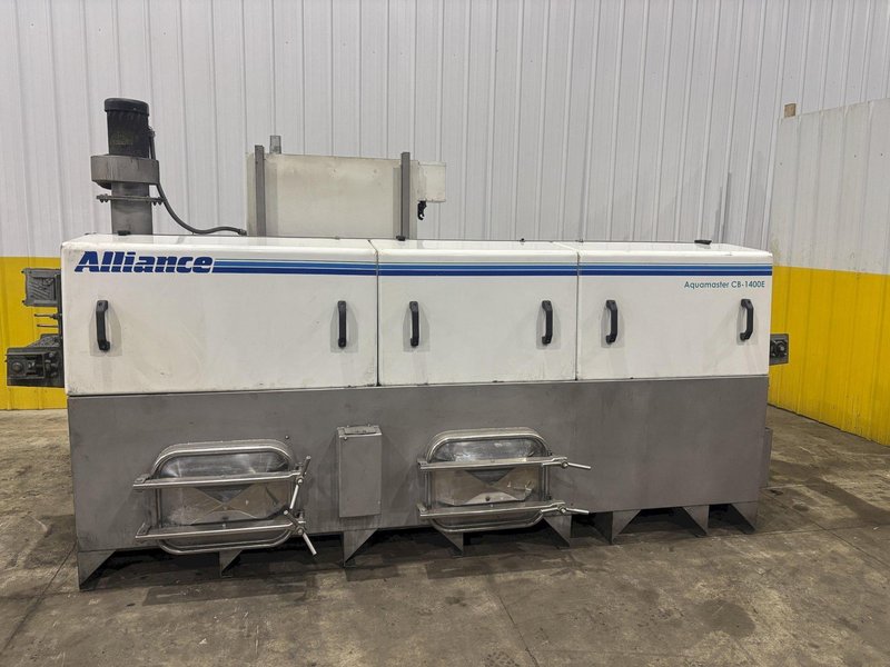 14&quot; W X 10&quot; H 2019 ALLIANCE AQUAMASTER CB-1400E STAINLESS STEEL CONVEYOR BELT 3 STAGE PARTS WASHER: STOCK #23104
