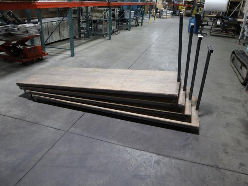 (4) Shop Carts - Wood Top, Long Low-Profile, Approx 5&quot; Deck Height- Auction Item