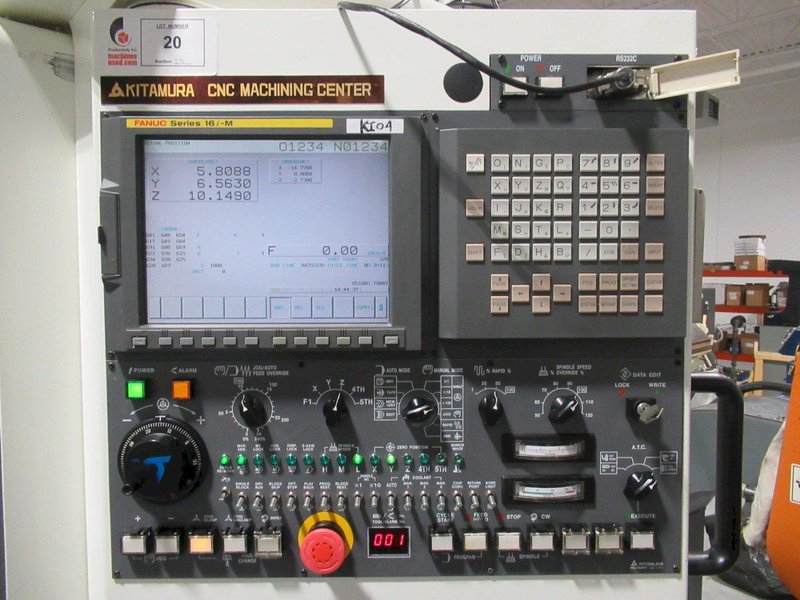 Kitamura 3Xi CNC Vertical Machining Center, 29.92" x 17.91" x 18.11", CT40, 10k RPM, 30 ATC, Fanuc 16i-M- Auction Item