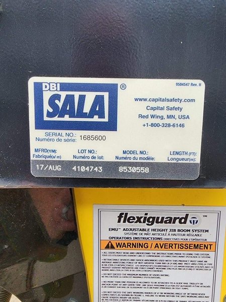 20&#039; HIGH SALA MODEL #8530558 JIB STYLE FALL ARREST SAFETY SYSTEM: STOCK #22176