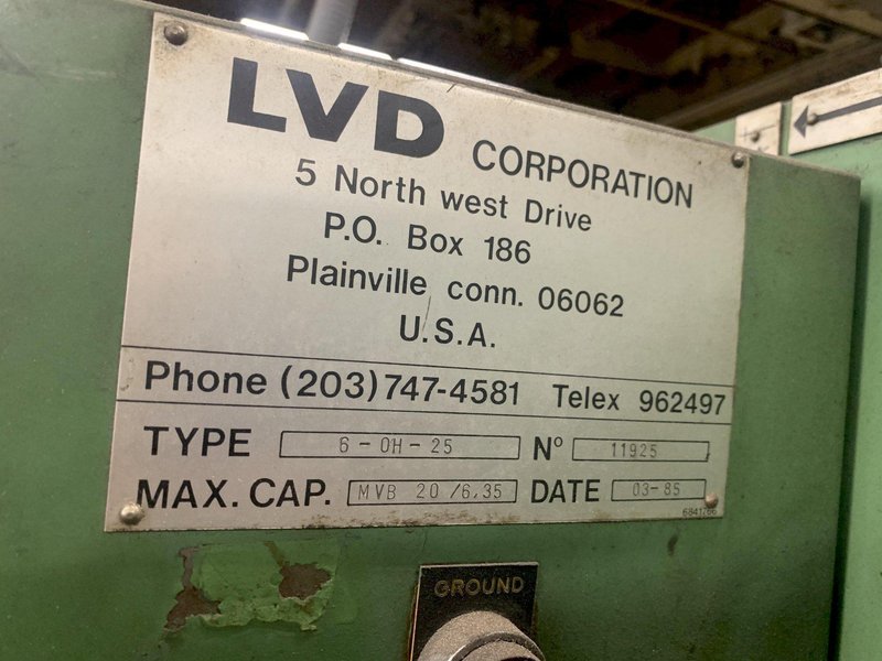 1/4" X 6' LVD TYPE6-OH-25 MVB 20/6.35 HYDRAULIC SHEAR
