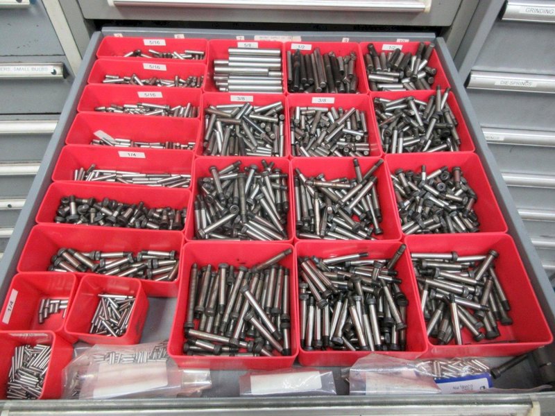 9 Drawer Heavy Duty Cabinet with Fasteners, Nuts, Bolts, Washers- Auction Item