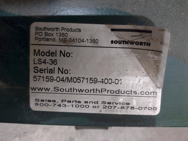 60" X 48" X 3500 LB SOUTHWORTH MODEL #LS4-36 DOUBLE ROLLER TOP LIFT TABLE, 110V SINGLE PHASE: STOCK #20928