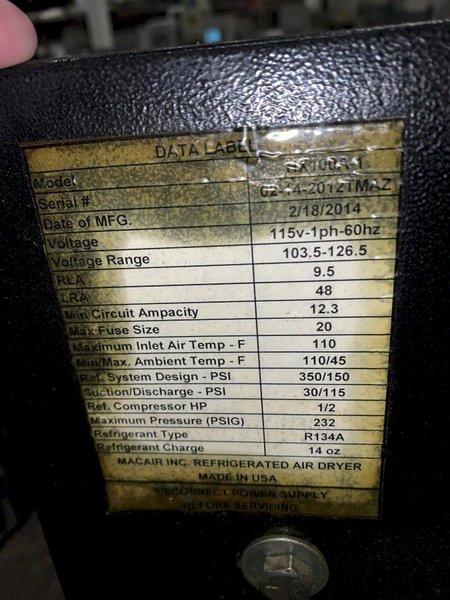 MACAIR Model HX100A Air Dryer