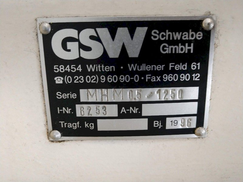 1,100 LB X 16&quot; GSW MODEL #MHM0.5/1250SO SERVO MOTORIZED COIL REEL UNCOILER, NEW 1996 STOCK #3186