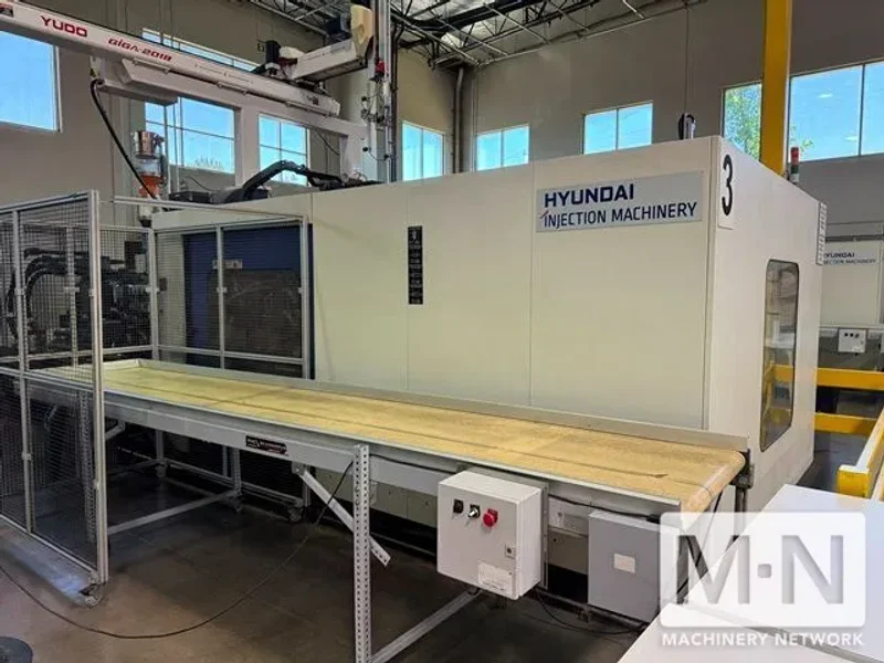 1150 TON 186 OZ HYUNDAI MODEL EDIS-1150DL HYBRID INJECTION MOLDING MACHINE MFG 2014 (4) AVAILABLE