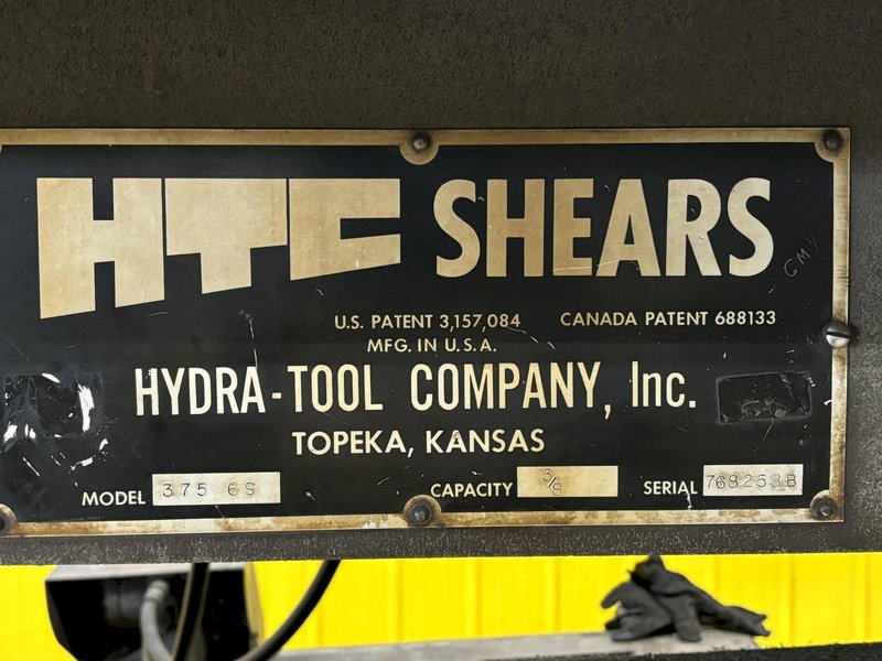 6&#039; x 3/8&quot; HTC MODEL #375-6S HYDRAULIC SHEAR: STOCK #21236